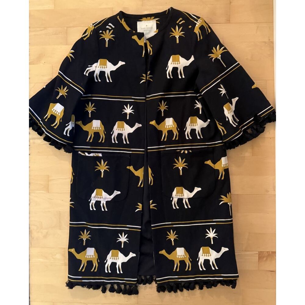 Kate Spade Vintage Spring Coat Black Multicolor - Picture 2 of 5